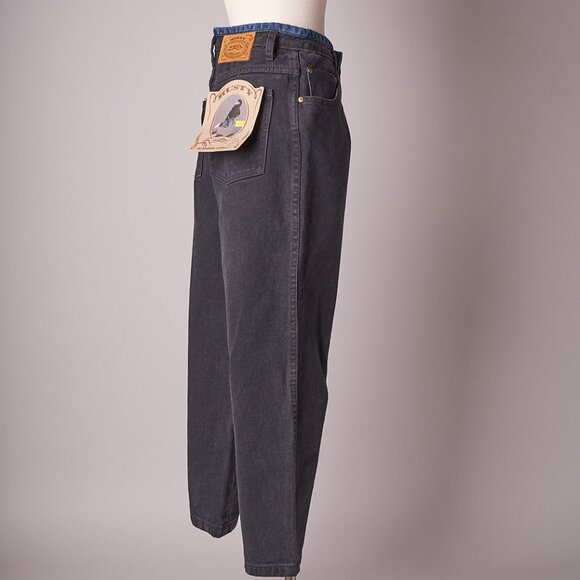 1990s Deadstock Rusty Black Jeans With Blue Trim
